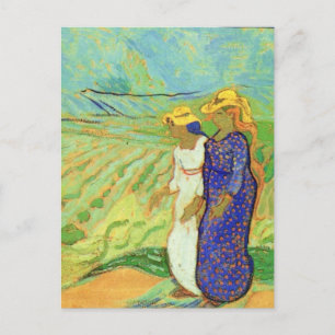 Two Women Crossing the Fields by Vincent van Gogh Postcard