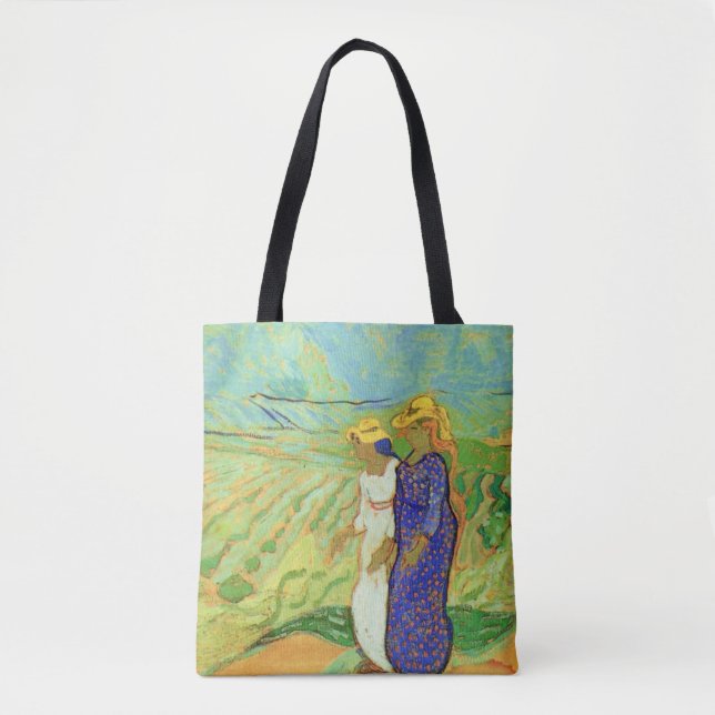 Two Women Crossing the Fields by Vincent van Gogh Tote Bag (Front)