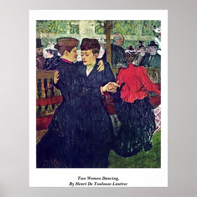 Two Women Dancing, By Henri De Toulouse-Lautrec Poster (Front)