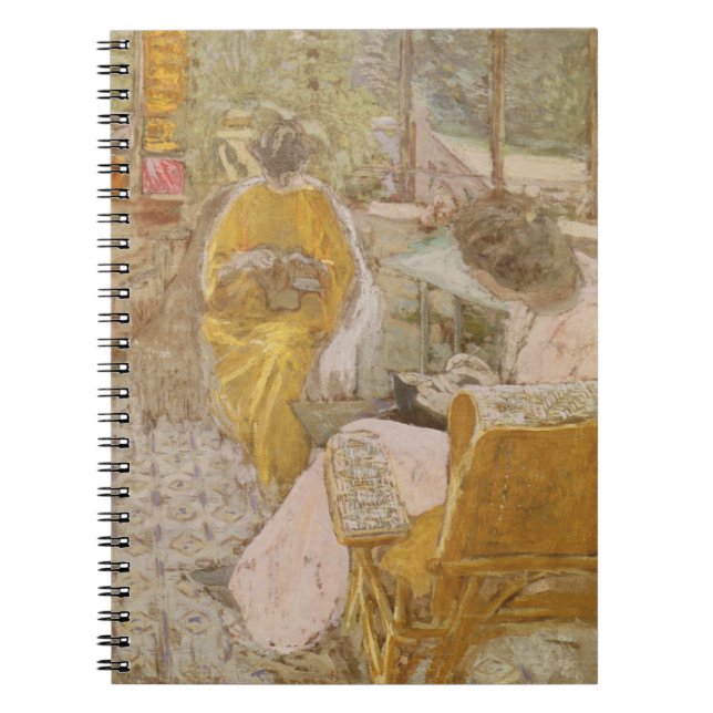 Two Women Embroidering on a Veranda Notebook (Front)