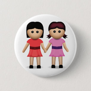 Two Women Holding Hands Emoji 6 Cm Round Badge