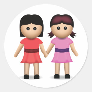 Two Women Holding Hands Emoji Classic Round Sticker