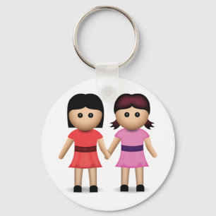Two Women Holding Hands Emoji Key Ring