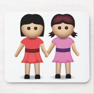 Two Women Holding Hands Emoji Mouse Mat