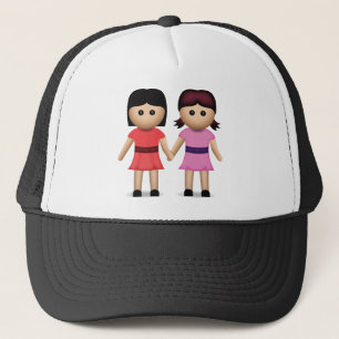 Two Women Holding Hands Emoji Trucker Hat