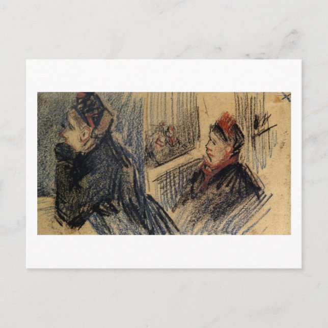 Two Women in a Balcony Box Van Gogh Fine Art Postcard (Front)