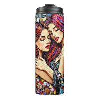 Two Women in Love | Faux Mosaic Tile Style