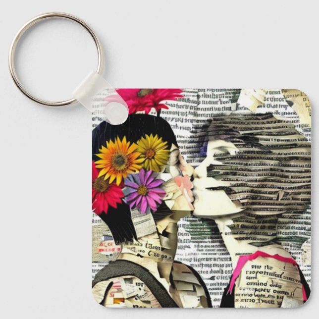 Two Women in Love | Pride Kiss Key Ring (Front)