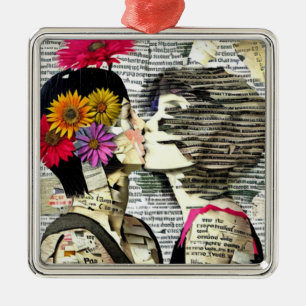 Two Women in Love Pride Kiss Metal Tree Decoration