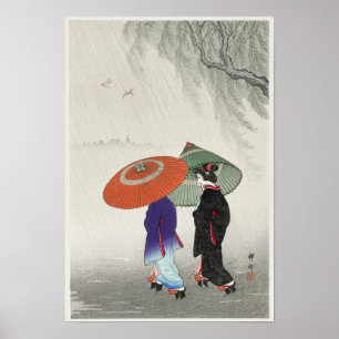 Two Women in the Rain by Ohara Koson (1925-1936) Poster