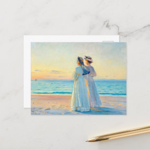 Two Women in the Sunset on Skagen Beach by Ancher Postcard