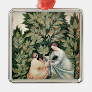 Two women picking sage, from 'Tacuinum Metal Tree Decoration