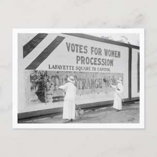 Two Women Preparing a Poster in 1914 Postcard