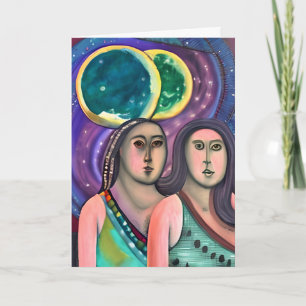 Two Women Under the Moon Card