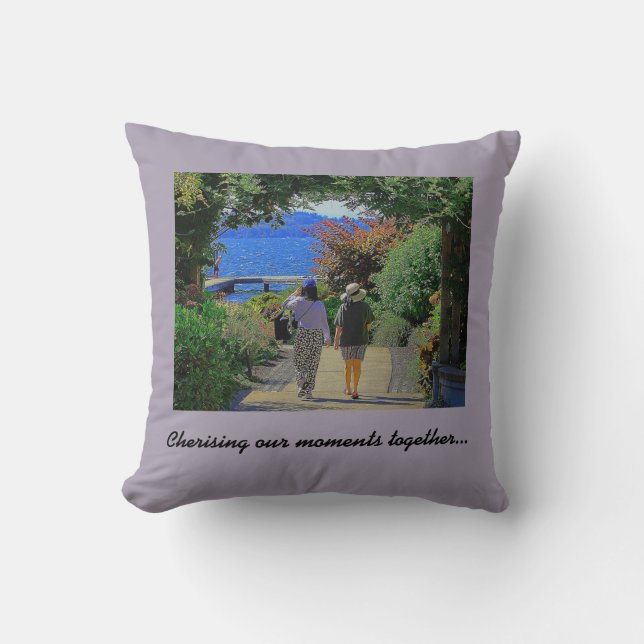 Two Women Walking - Cherishing Moments Together Th Cushion (Front)