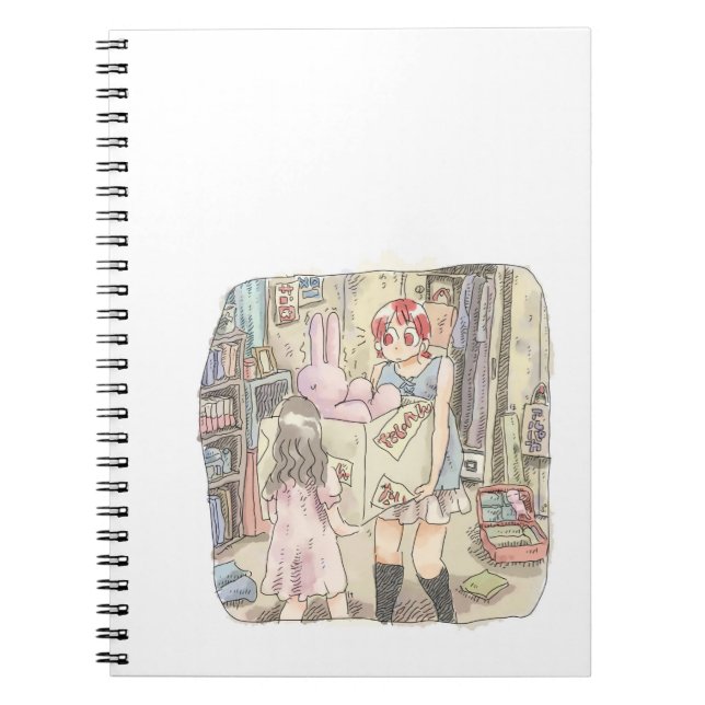Two women's illustrations carrying a rabbit trembl notebook (Front)