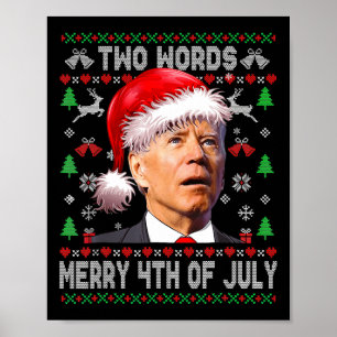Two Words Merry 4th Of July Joe Biden Christmas Poster