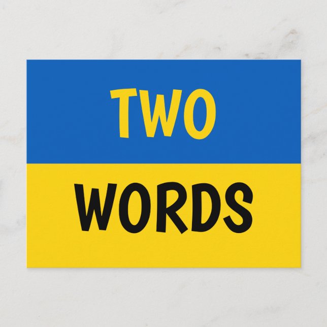 Two Words Support Ukraine Postcard (Front)