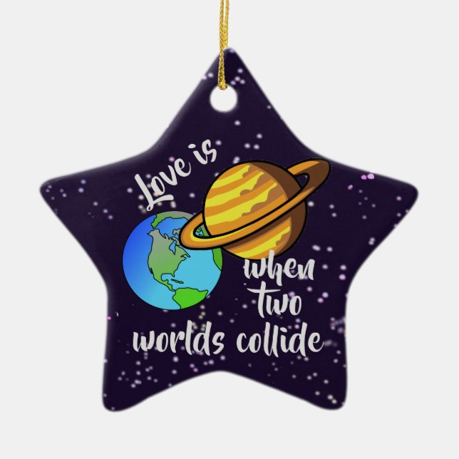 Two Worlds Collide Ceramic Tree Decoration (Front)