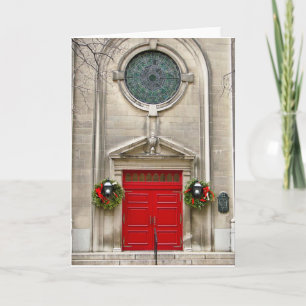 Two Wreaths and Red Door/Holiday Greeting Card
