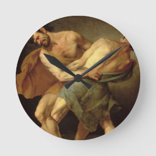 Two Wrestlers Round Clock