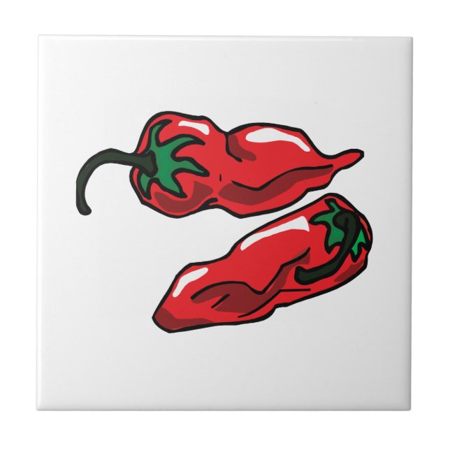 Two Wrinkled Red Peppers  Stems Graphic Tile (Front)