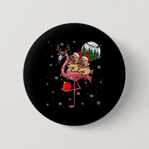 Two Xmas Shar Peis Riding Flamingo Reindeer Sungle 6 Cm Round Badge