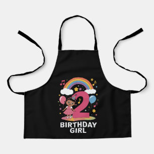 Two Year Old Birthday Girl Cute 2nd Birthday  Apron