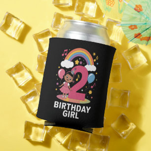 Two Year Old Birthday Girl Cute 2nd Birthday  Can Cooler