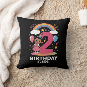 Two Year Old Birthday Girl Cute 2nd Birthday Cushion