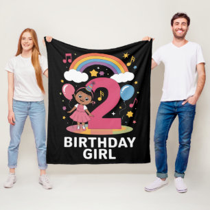 Two Year Old Birthday Girl Cute 2nd Birthday Fleece Blanket
