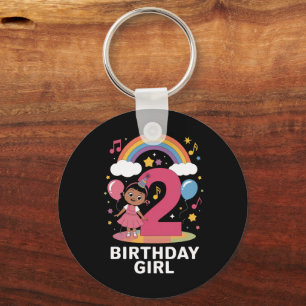 Two Year Old Birthday Girl Cute 2nd Birthday  Key Ring