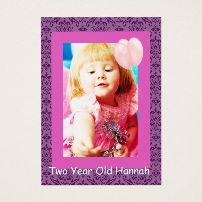 Two Year Old  Girls Birthday Photo Cards (Front)