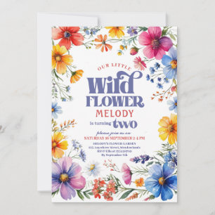 Two year old Wildflower 2nd birthday Invitation