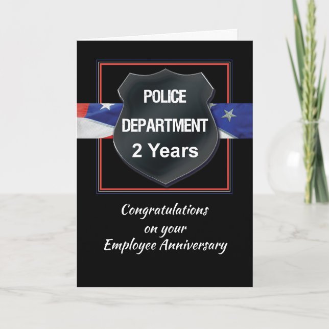 Two Year Police Employee Anniversary Congrats Card (Front)