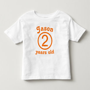 Two Years Old Personalised Orange Toddler T-Shirt