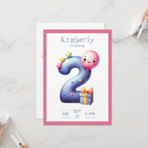 Two Years Old Simplistic Birthday Invitation