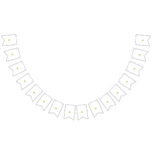 Two yellow and green flowers on a white background bunting
