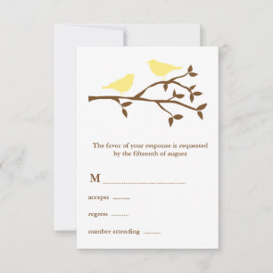 Two Yellow Birds Wedding RSVP Card