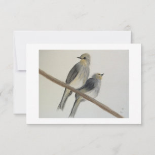Two yellow grey birds Flat Thank You Note Card