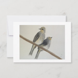 Two yellow grey birds Flat Thank You Note Card
