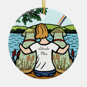 Two Yellow Labrador Angels and Mum 2 Ceramic Tree Decoration