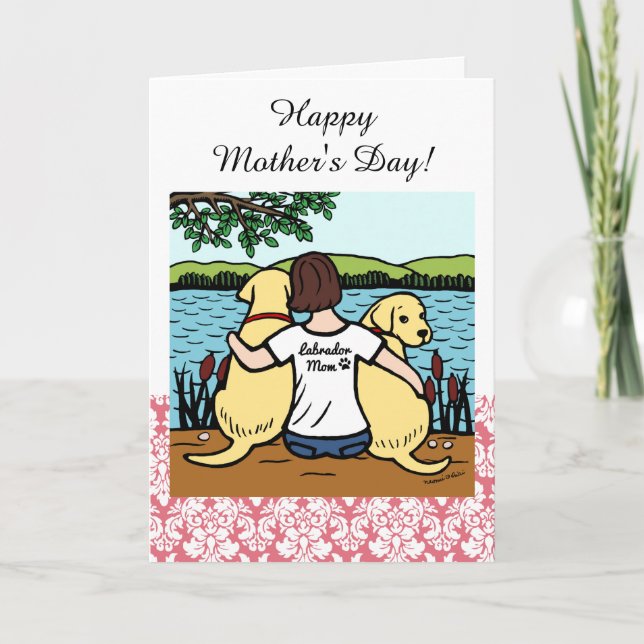 Two Yellow Labradors and Mum Card (Front)