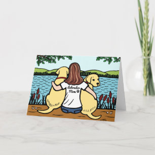 Two Yellow Labradors and Mum Long Card
