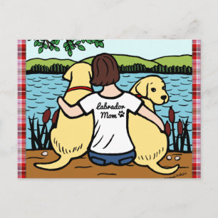 Two Yellow Labradors and Mum Postcard