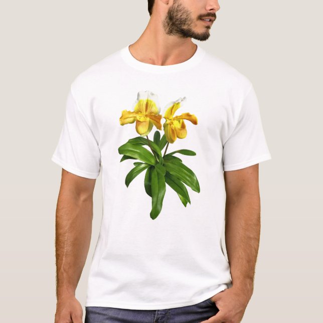 Two Yellow Lady Slipper Orchids T-Shirt (Front)