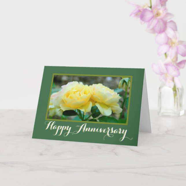 TWO YELLOW ROSES/HAPPY ANNIVERSARY CARD (Orchid)