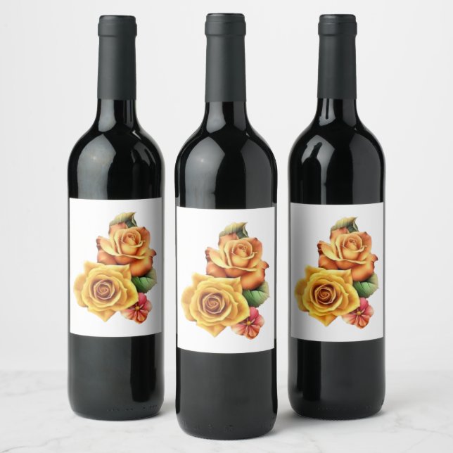 Two Yellow Roses Wine Label (Bottles)