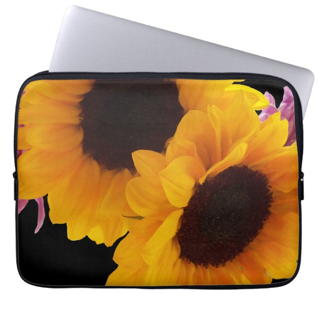 Two yellow sunflowers laptop sleeve (Front)