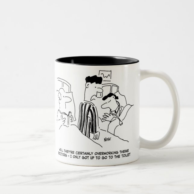 Two Young Doctors Cartoons Two-Tone Coffee Mug (Right)